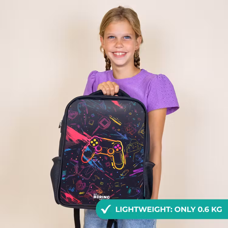 Kids backpack - Black - Gamer world in neon style — 9