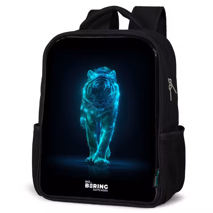 Kids backpack - Black - Glowing tiger in motion — 6