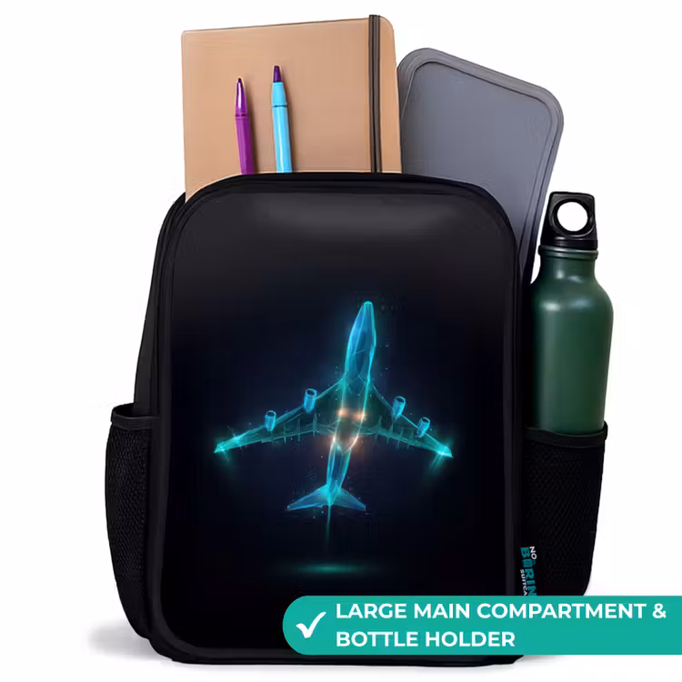 Kids backpack - Black - Luminous airplane — 10