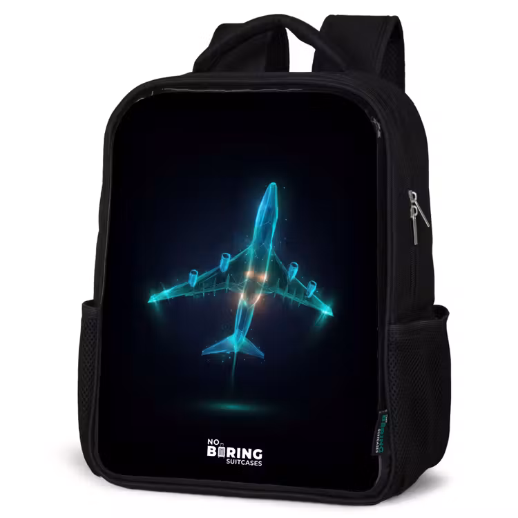 Kids backpack - Black - Luminous airplane — 6