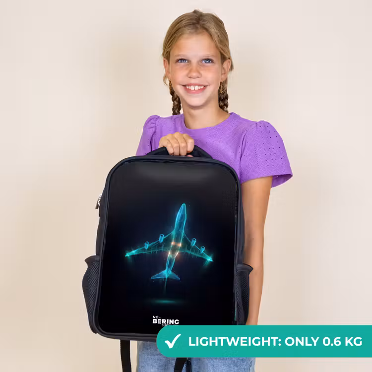 Kids backpack - Black - Luminous airplane — 9