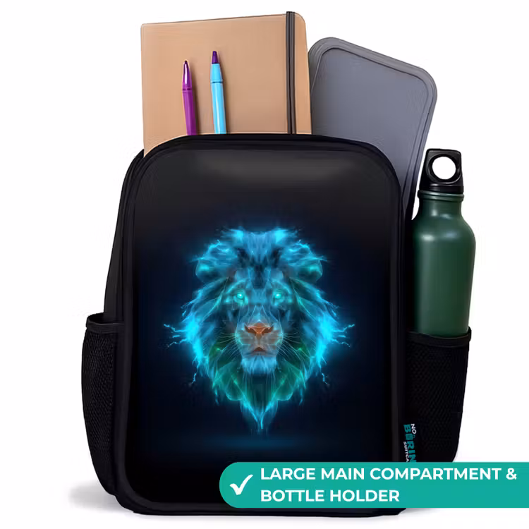 Kids backpack - Black - Luminous lion — 10