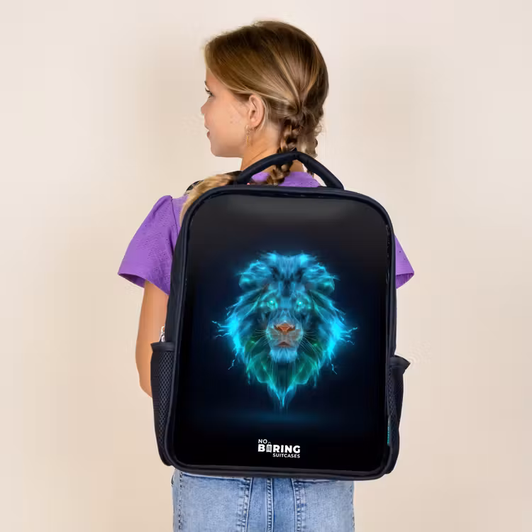 Kids backpack - Black - Luminous lion — 4