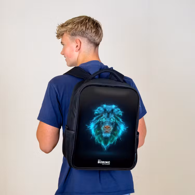 Kids backpack - Black - Luminous lion — 5