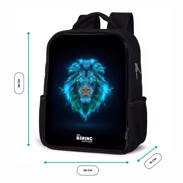 Kids backpack - Black - Luminous lion — 8