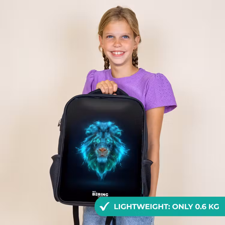 Kids backpack - Black - Luminous lion — 9