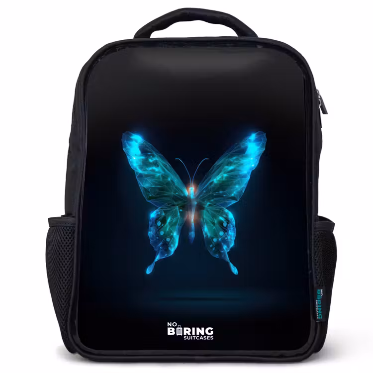 Kids backpack - Black - Magical digital butterfly — 1