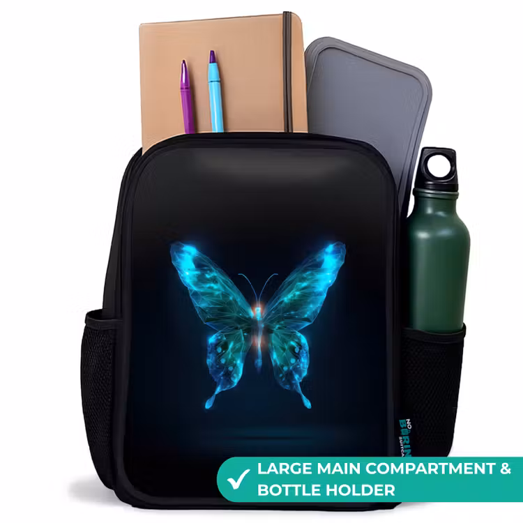 Kids backpack - Black - Magical digital butterfly — 10