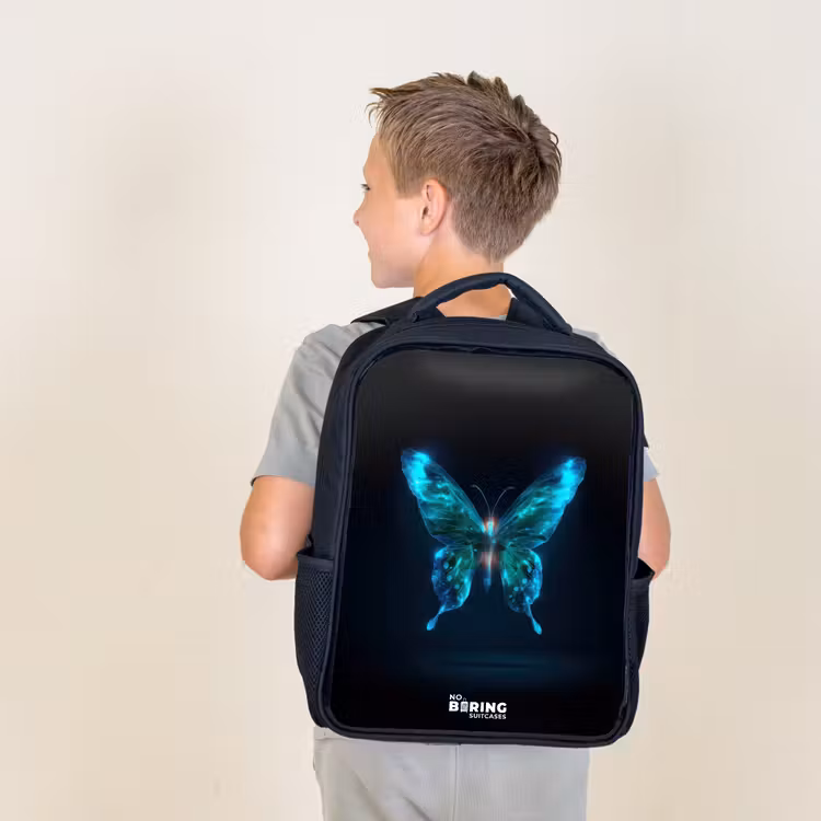 Kids backpack - Black - Magical digital butterfly — 2