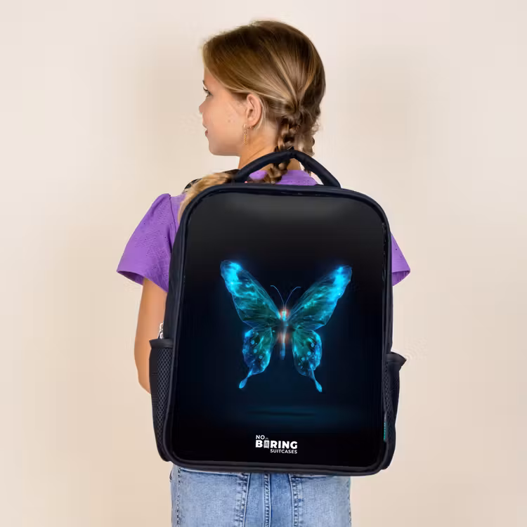 Kids backpack - Black - Magical digital butterfly — 4
