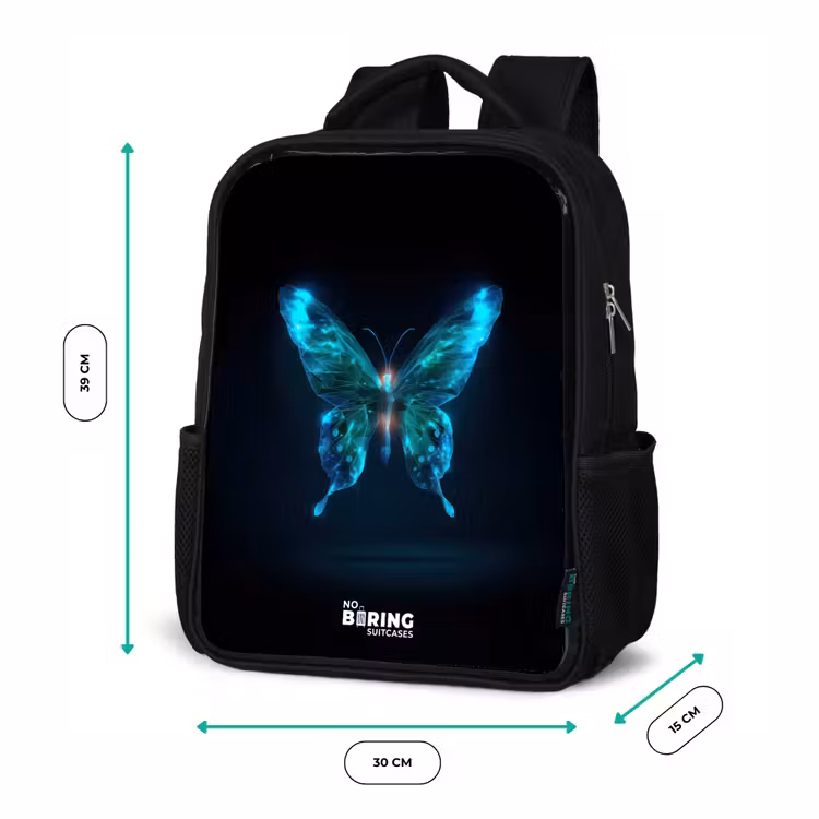 Kids backpack - Black - Magical digital butterfly — 8
