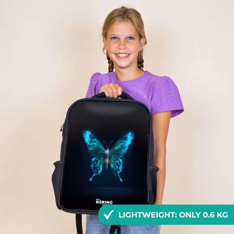Kids backpack - Black - Magical digital butterfly — 9