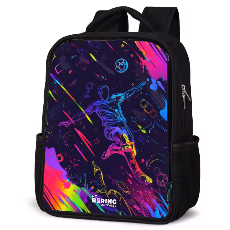 Kids backpack - Black - Neon action packed soccer player — 6
