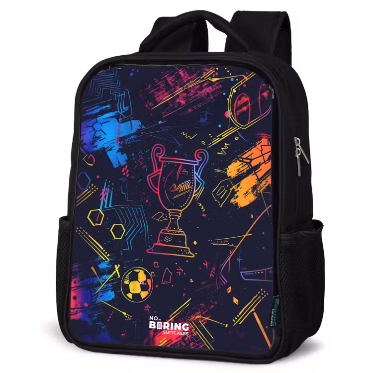 Kids backpack - Black - Neon sports trophy design — 6