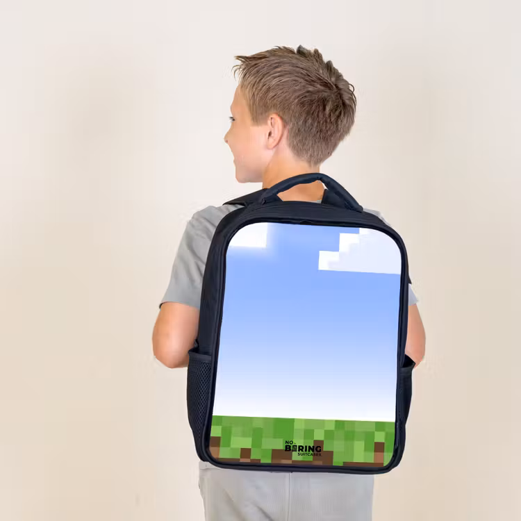 Kids backpack - Black - Pixel world — 2