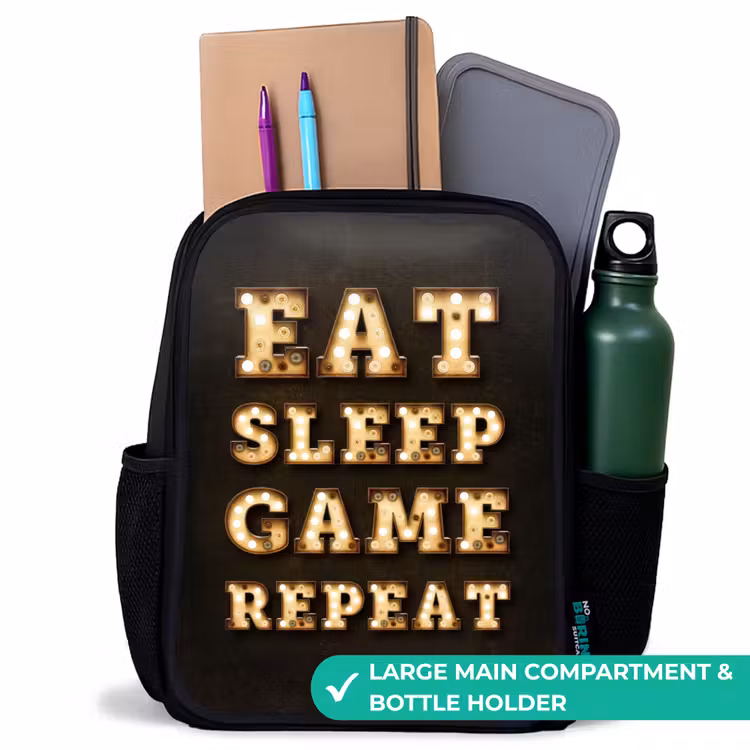 Kids backpack - Black - Qoute with light — 10