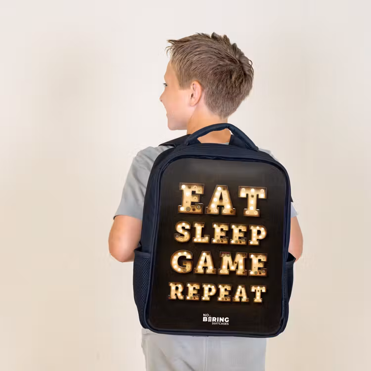 Kids backpack - Black - Qoute with light — 2
