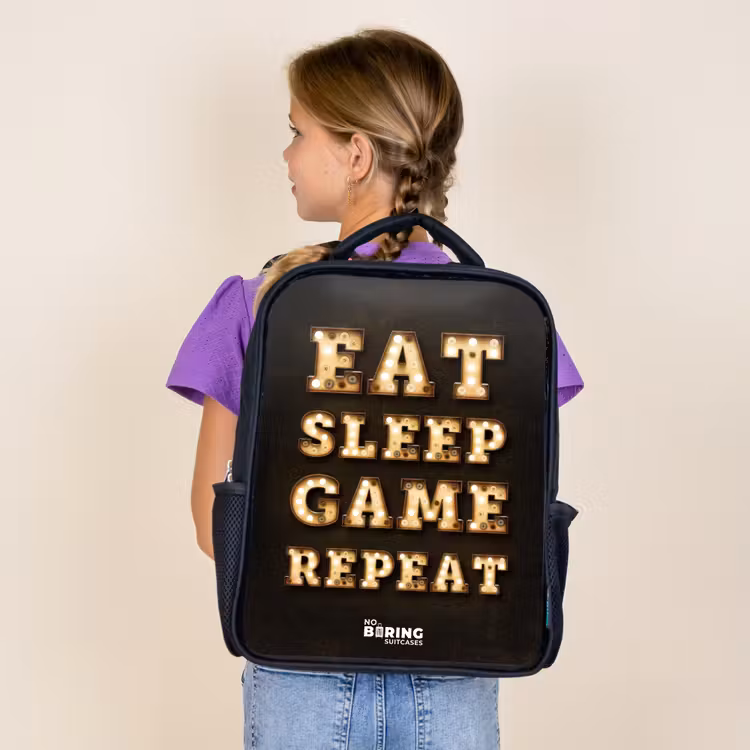 Kids backpack - Black - Qoute with light — 4