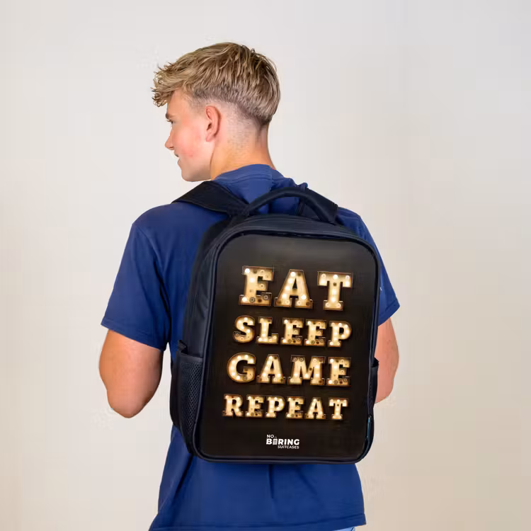 Kids backpack - Black - Qoute with light — 5