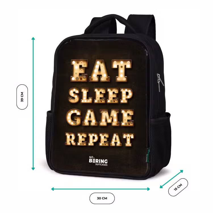 Kids backpack - Black - Qoute with light — 8