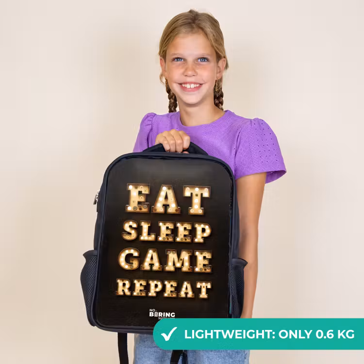 Kids backpack - Black - Qoute with light — 9