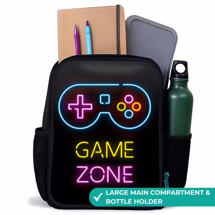 Kids backpack - Black - Qoute with neon colors — 10