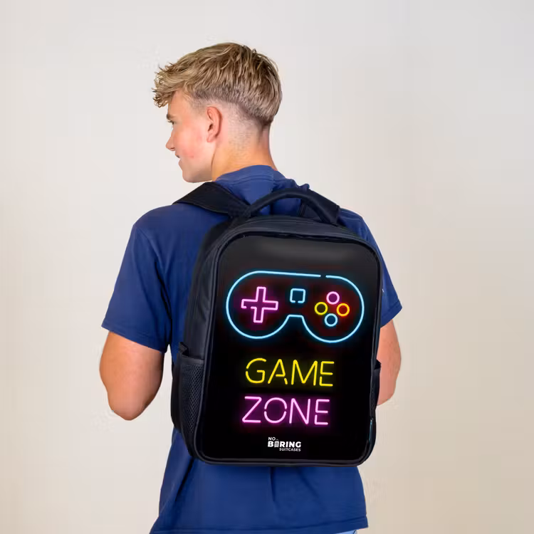 Kids backpack - Black - Qoute with neon colors — 5