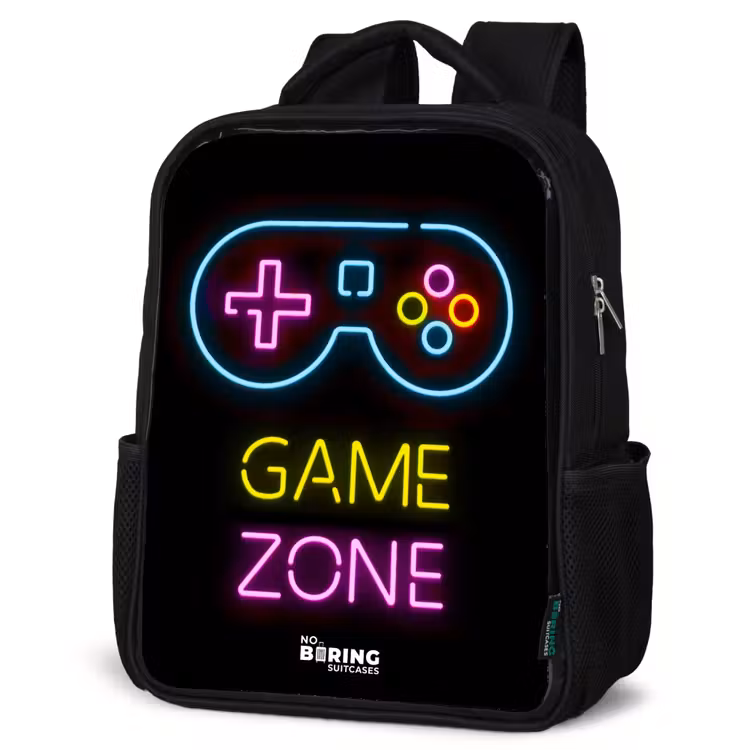 Kids backpack - Black - Qoute with neon colors — 6