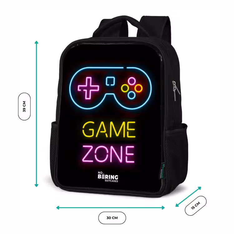 Kids backpack - Black - Qoute with neon colors — 8