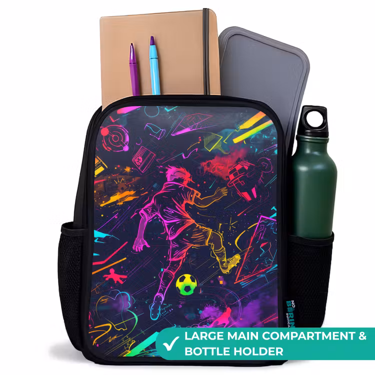 Kids backpack - Black - Street soccer in space colors — 10