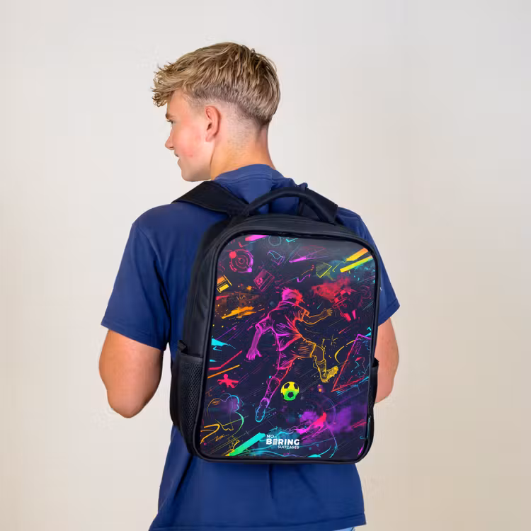 Kids backpack - Black - Street soccer in space colors — 5