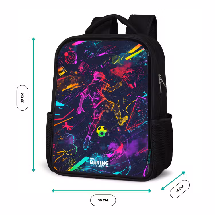 Kids backpack - Black - Street soccer in space colors — 8