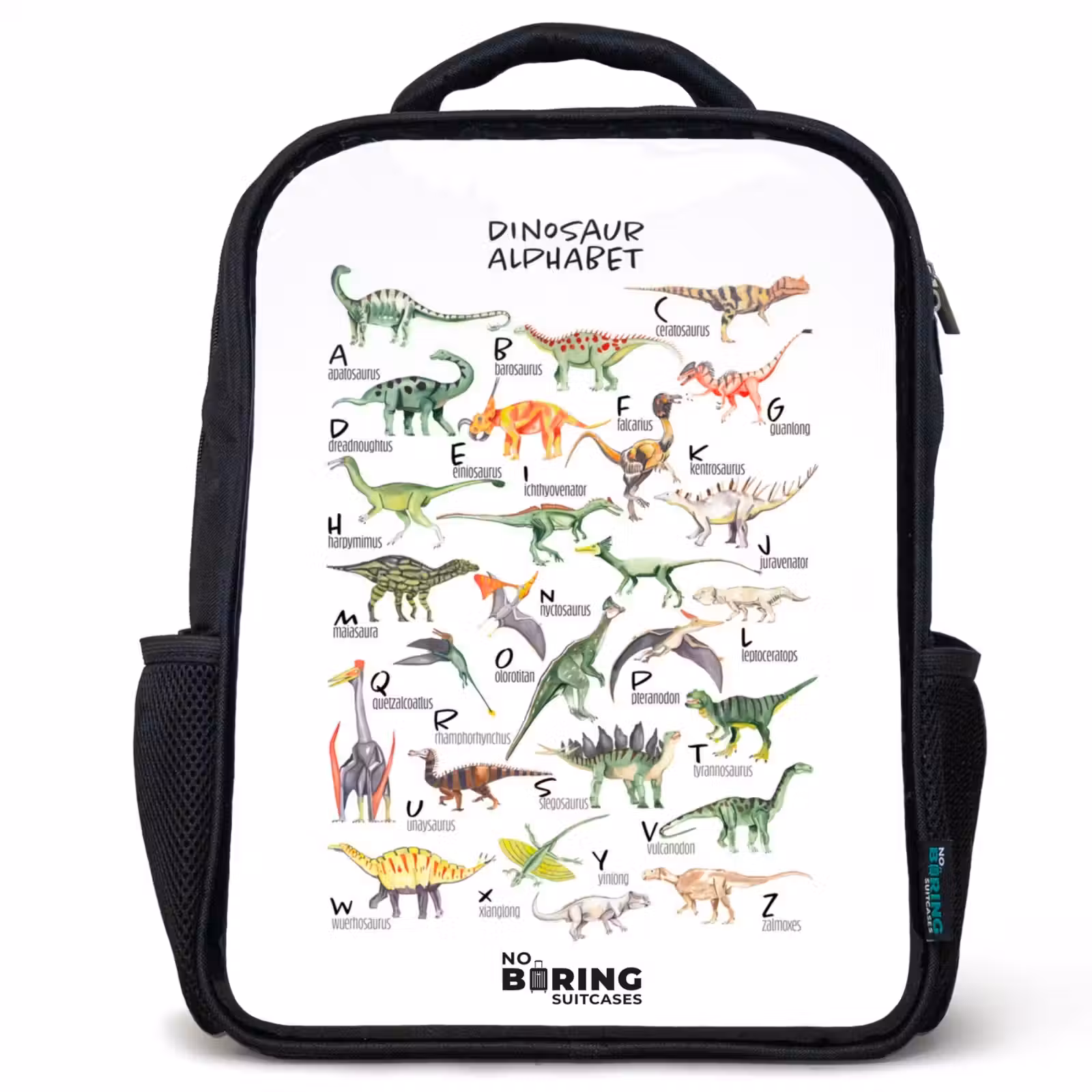 Kids backpack - Black - Alphabet of dinosaurs — 1
