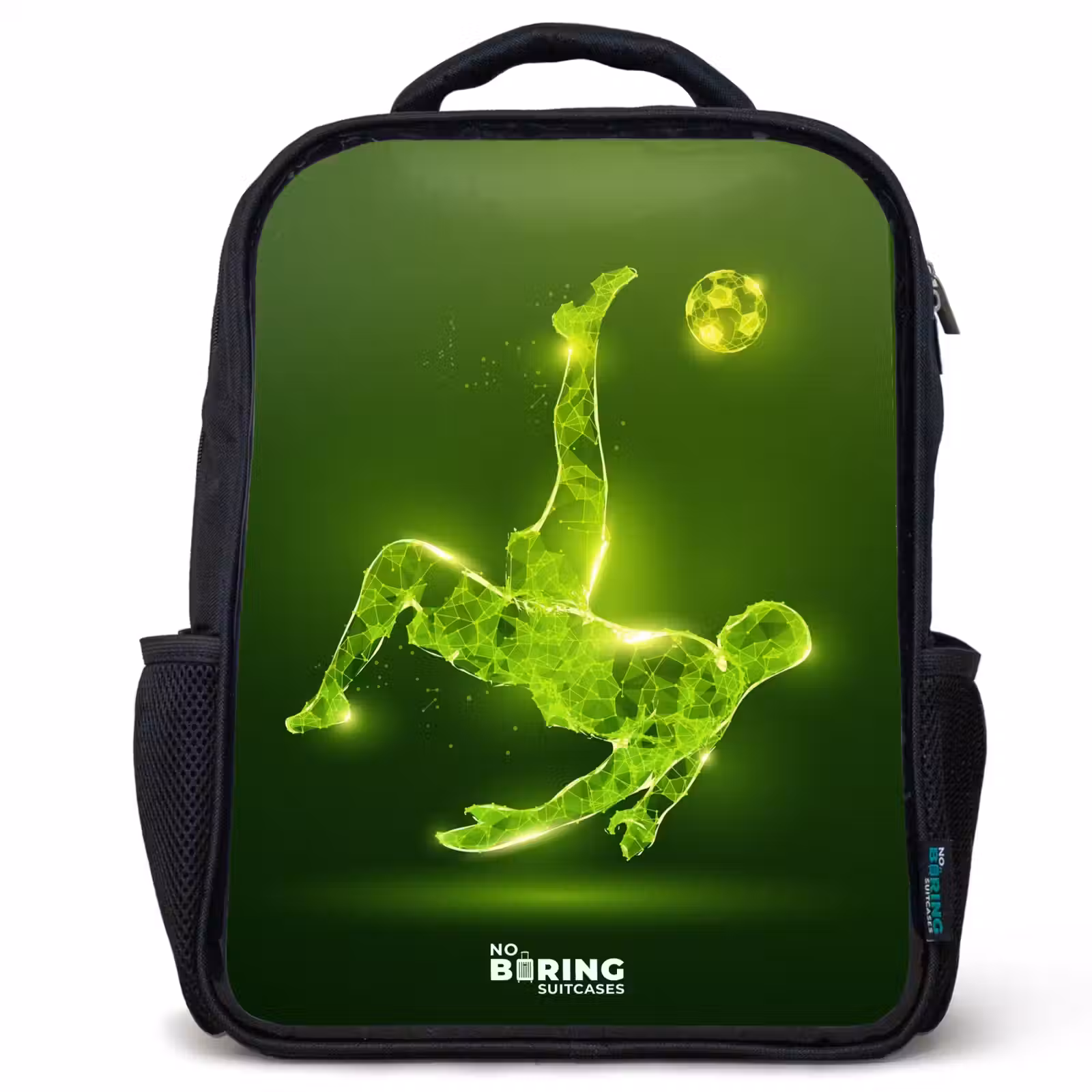 Kids backpack - Black - Green neon embrace in action — 1