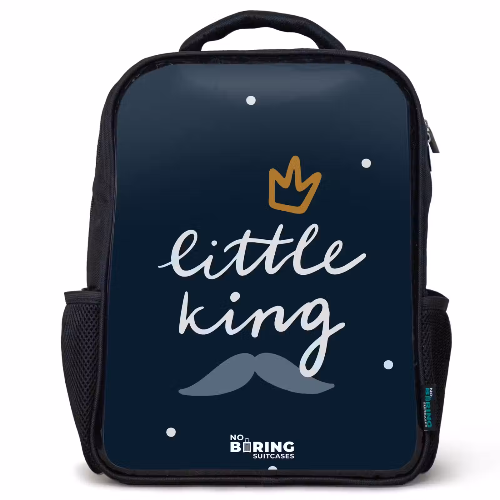 Kids backpack - Black - Little king with polka dots — 1