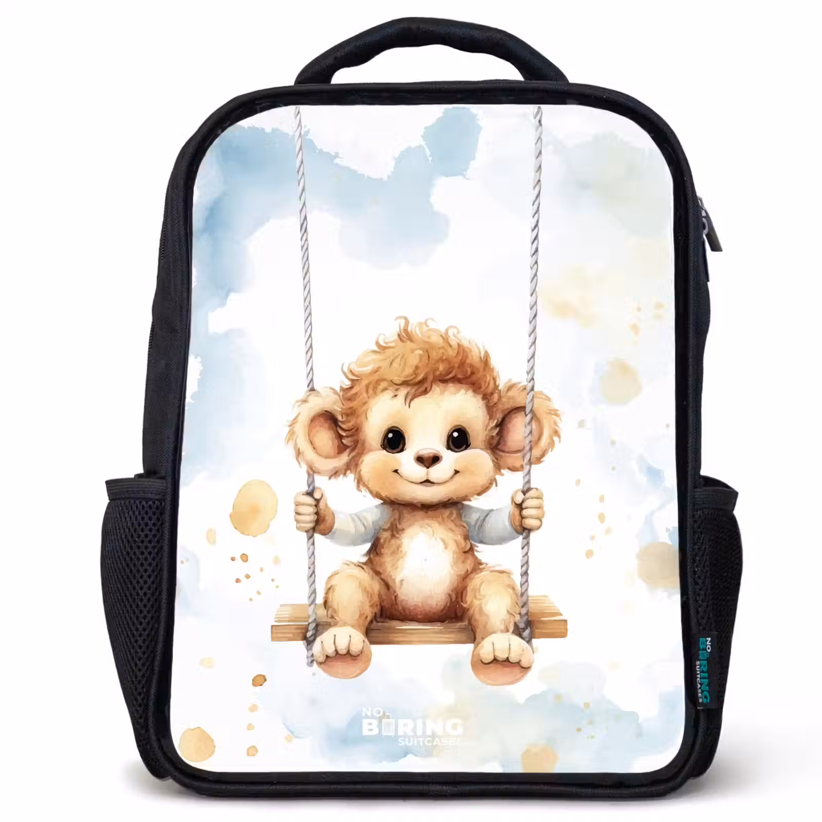 Kids backpack - Black - Rocking monkey made of watercolor — 1