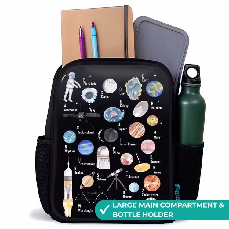 Kids backpack - Black - Alphabet in space theme — 10