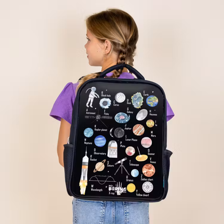 Kids backpack - Black - Alphabet in space theme — 4
