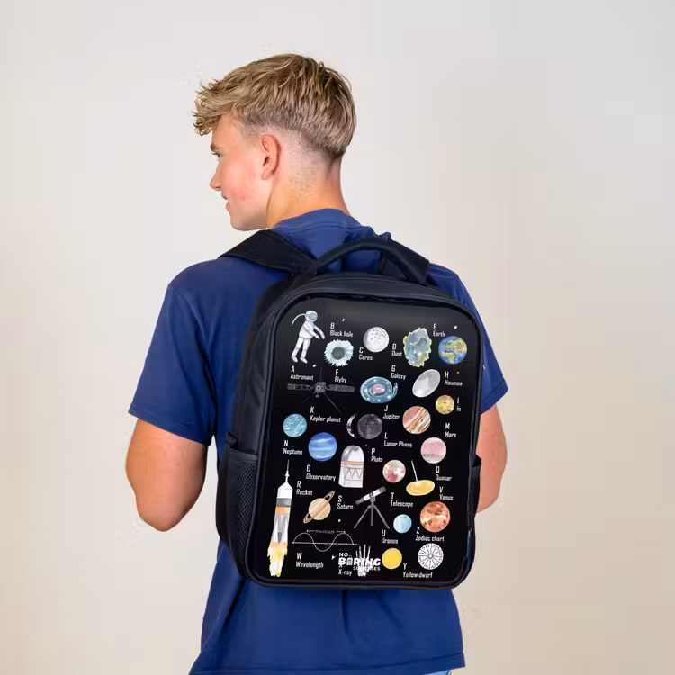 Kids backpack - Black - Alphabet in space theme — 5