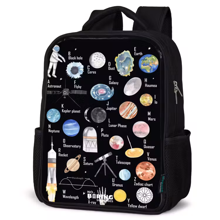 Kids backpack - Black - Alphabet in space theme — 6