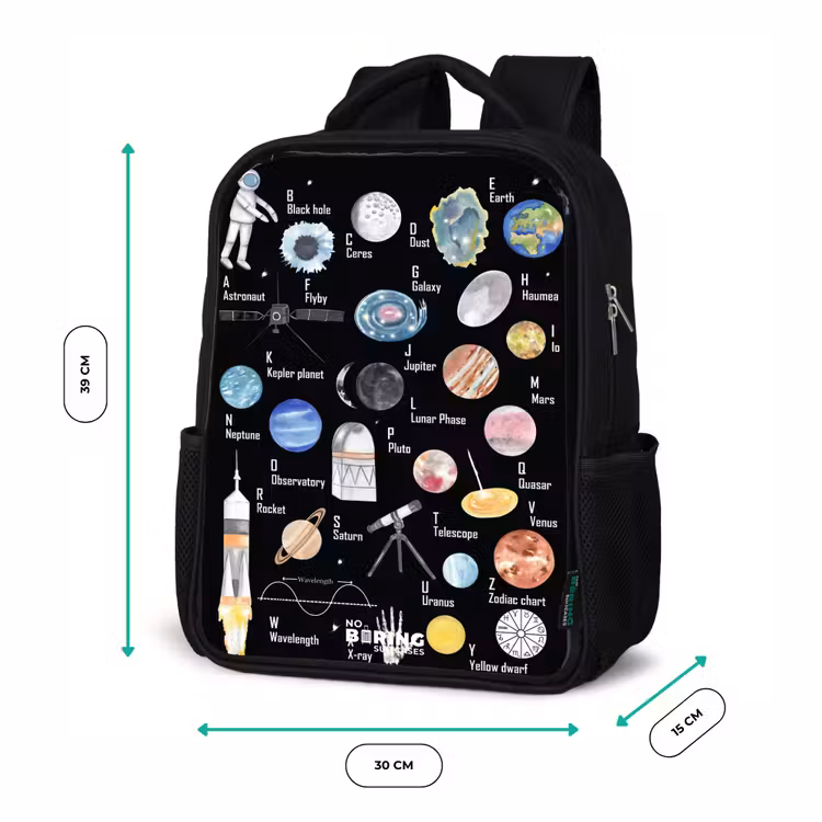 Kids backpack - Black - Alphabet in space theme — 8