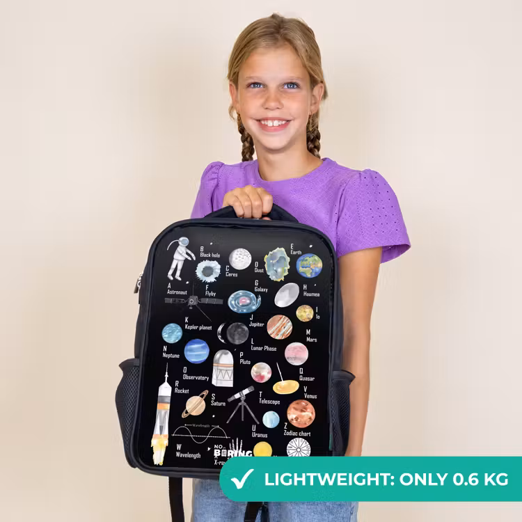 Kids backpack - Black - Alphabet in space theme — 9