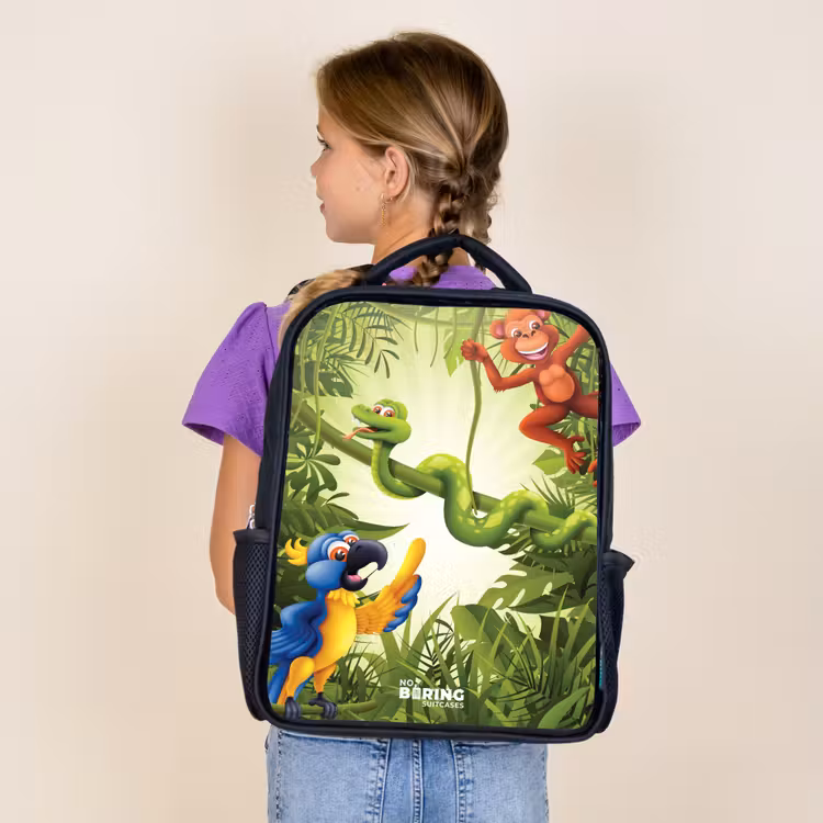 Kids backpack - Black - Animals in the jungle — 4