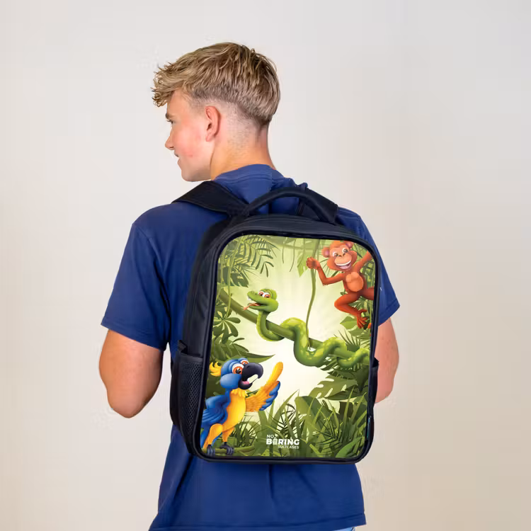 Kids backpack - Black - Animals in the jungle — 5