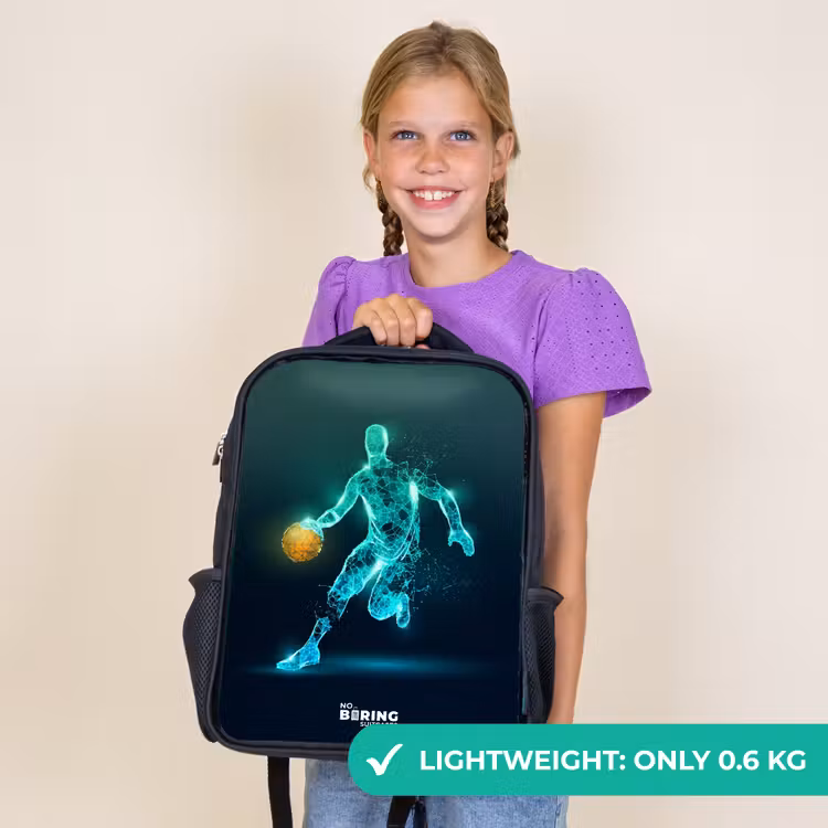 Kids backpack - Black - Basketball player in neon dribble action — 9