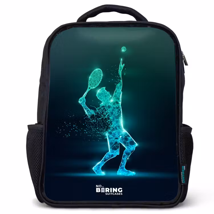 Kids backpack - Black - Digital tennis player in futuristic style — 1