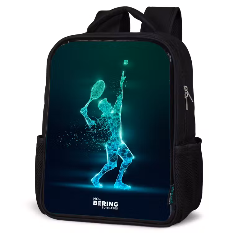 Kids backpack - Black - Digital tennis player in futuristic style — 6