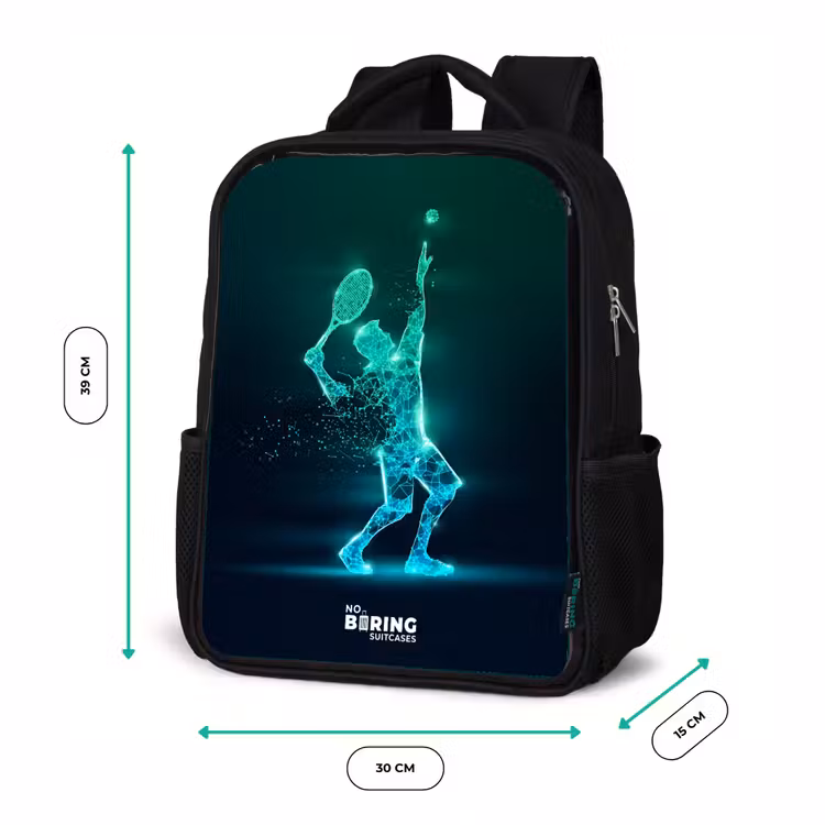 Kids backpack - Black - Digital tennis player in futuristic style — 8