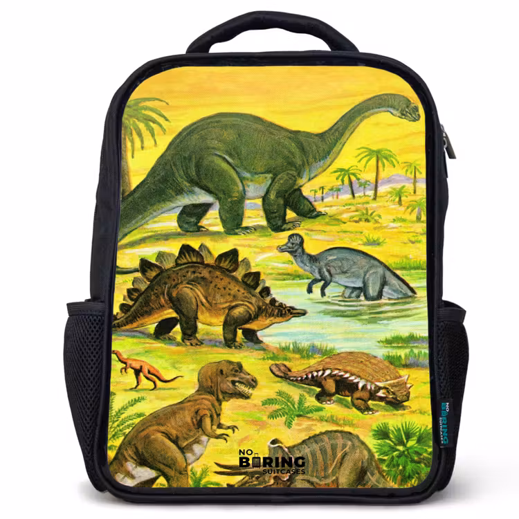 Kids backpack - Black - Dinos by the water — 1