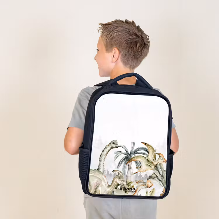 Kids backpack - Black - Dinos in a rugged landscape — 2